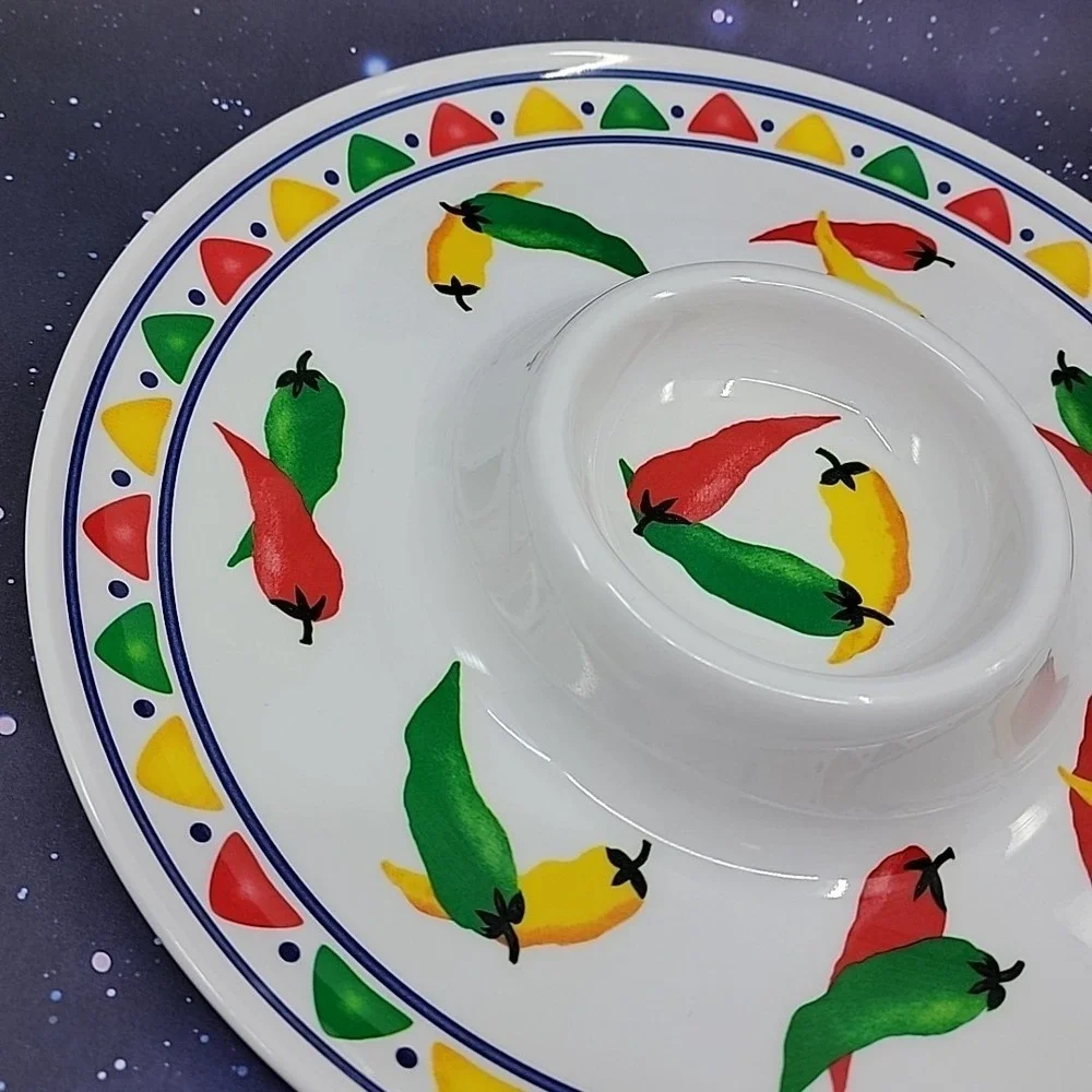 Reston Lloyd Eurita Melamine Chip & Dip Tray Chili Pepper Style No. 03633